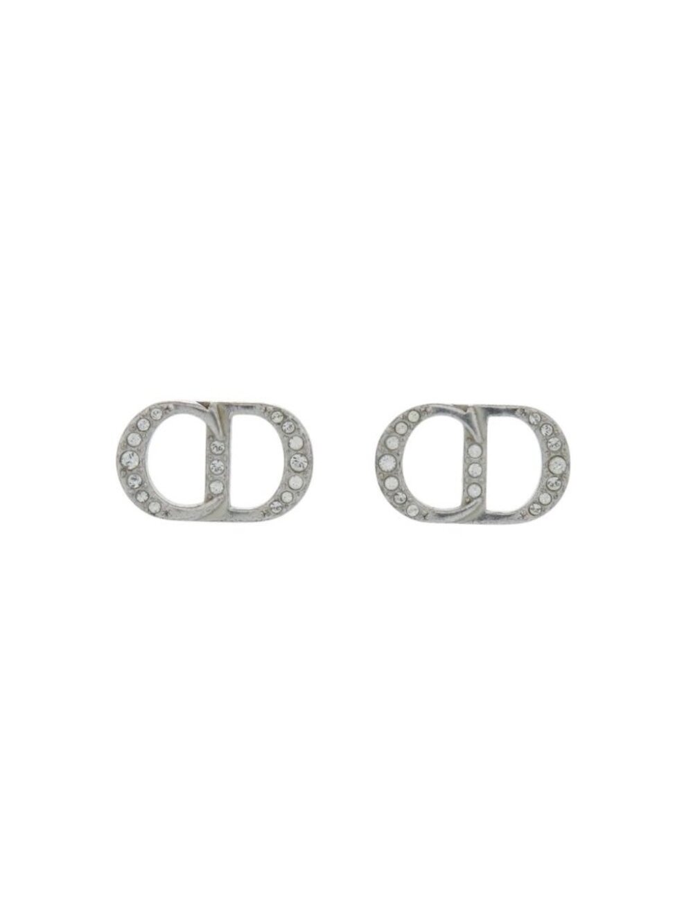 Dior CD Logo Rhinestone Earrings 925 Sterling Silver